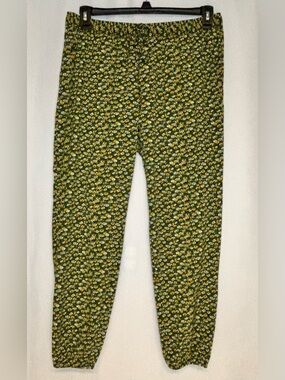Toad & Co Sunkissed Jogger Green Yellow Floral Lightweight Travel Pants Large
